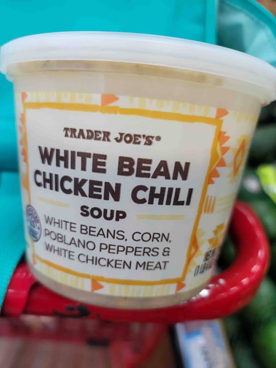Trader joe's white bean chicken chili soup.