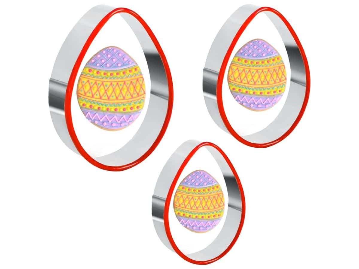 Three Easter egg cookie cutters.