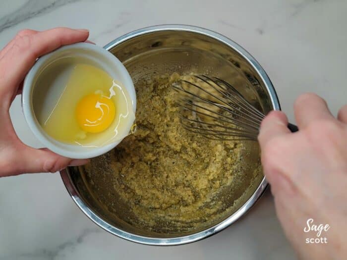 Adding Eggs to Lavender Chamomile Cake Batter