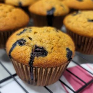 Banana Blueberry Muffins Cooling on Rack