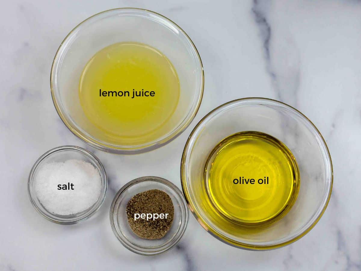 Jennifer Aniston's refreshing quinoa salad features a dressing made with olive oil, lemon juice, salt, and pepper.