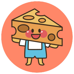 A cartoon character holding a piece of cheese.