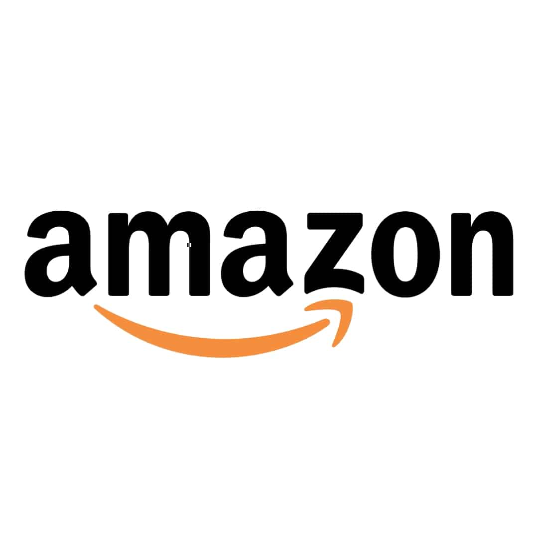 Amazon logo with black lettering and a yellow arrow-shaped smile underneath, pointing from A to Z.