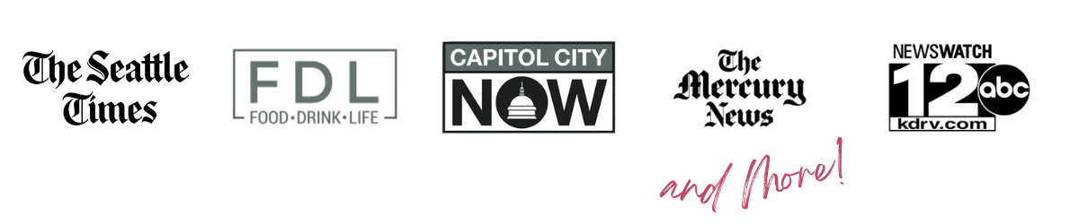 Logos of Food Drink Life, Capitol City Now, 365 Days of Dining, Downtown H2O, and text reading "and More!" in cursive.